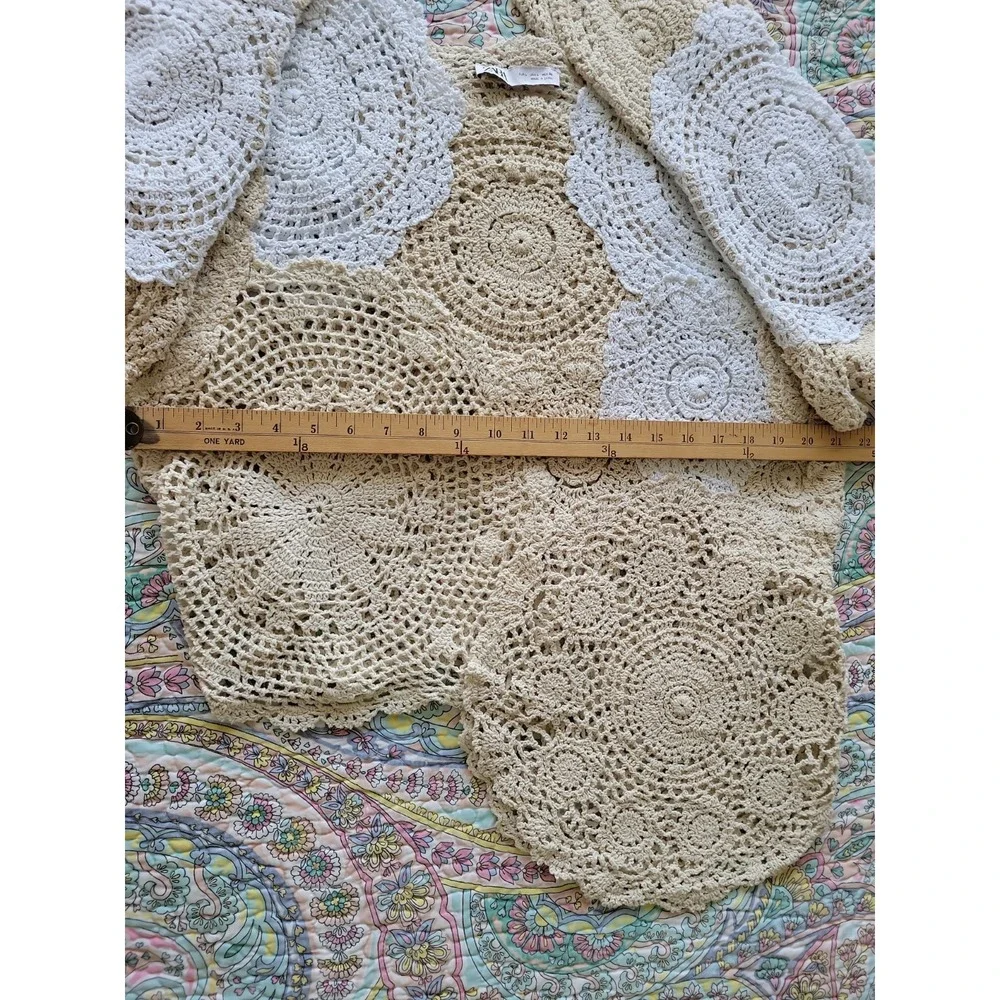 Zara Crochet Doilie Top Size L Asymmetrical Cottagecore Grannycore Hippie Beachy